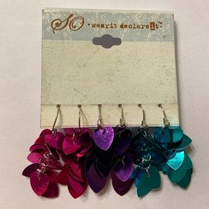 Sequin Earrings and Multicolored Bracelet Bundle